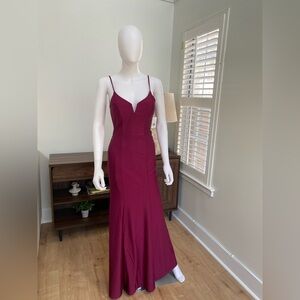 David's Bridal Deep Red Maxi Dress